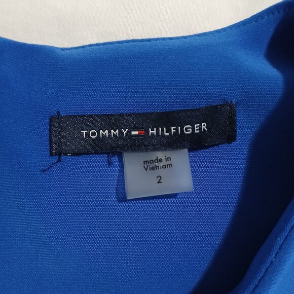 Tommy HIlfiger SZ 2 Royal Blue Long-bell-sleeved Knee-Length Hidden Zipper Dress - Picture 2 of 11